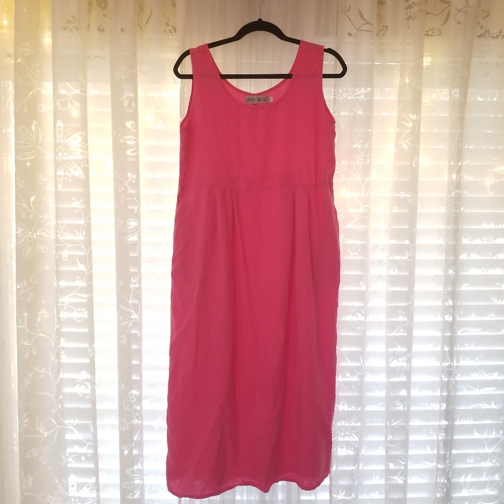 Jams World Janice Solid Hot Pink Midi Dress